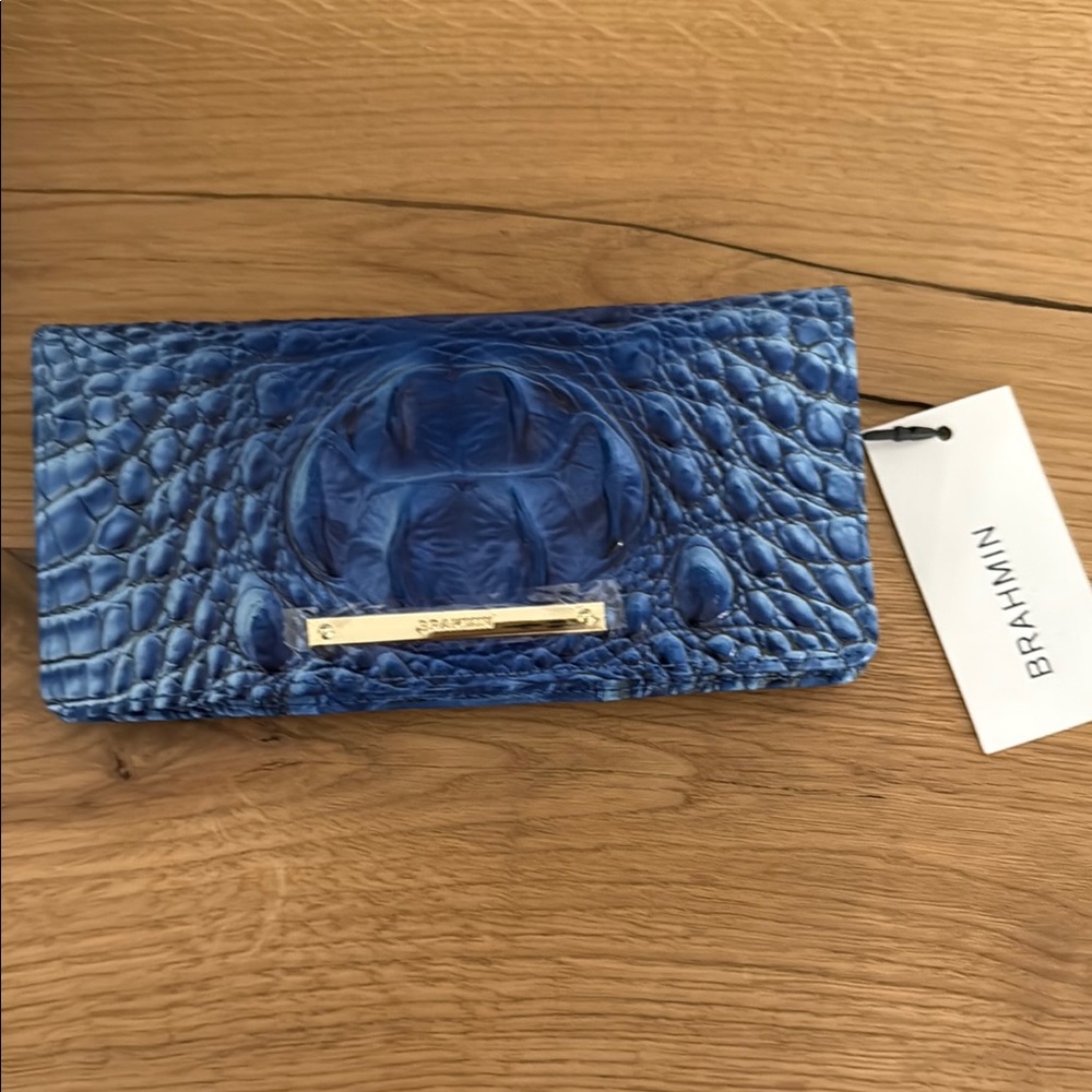 Brahmin electric Blue ombré  Textured Wallet